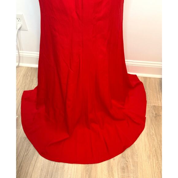 Mac Duggal Sleeveless V Neck Bow Detail Mermaid Gown In Red 49454 Size 4 New - Picture 11 of 15